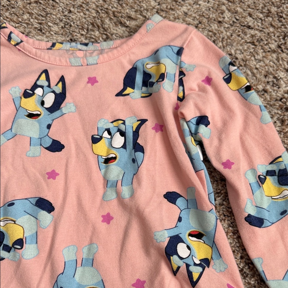 TODDLER GIRL BLUEY LONG SLEEVE PEPLUM STYLE DRESS - Picture 2 of 8